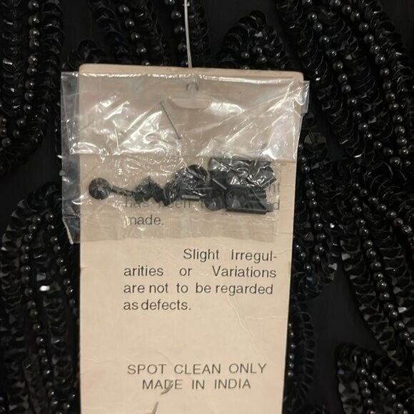 NWT Vtg. LAWRENCE KAZAR BLACK beaded handmade short sleeve SILK DRESS women’s  L - Picture 16 of 16